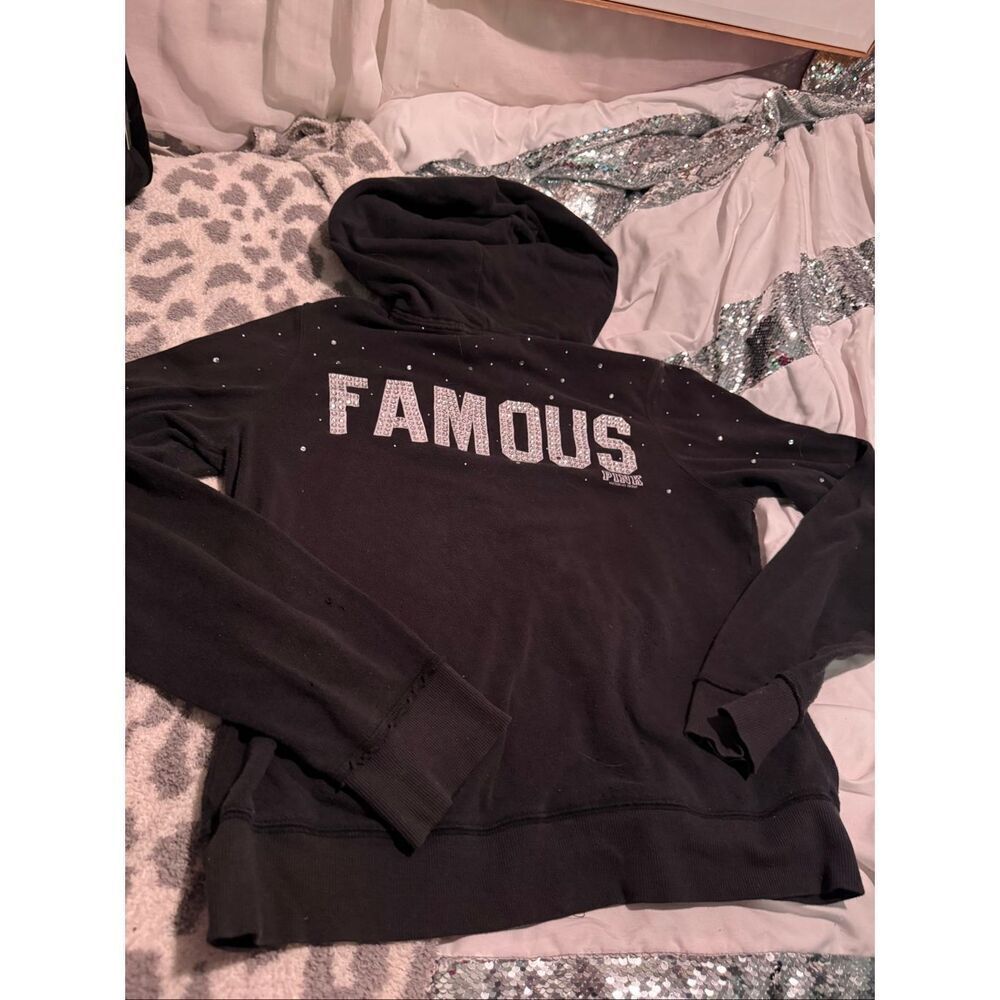 VS pink Full zip up hoodie hooded sweatshirt og y2k vintage bling style  icon